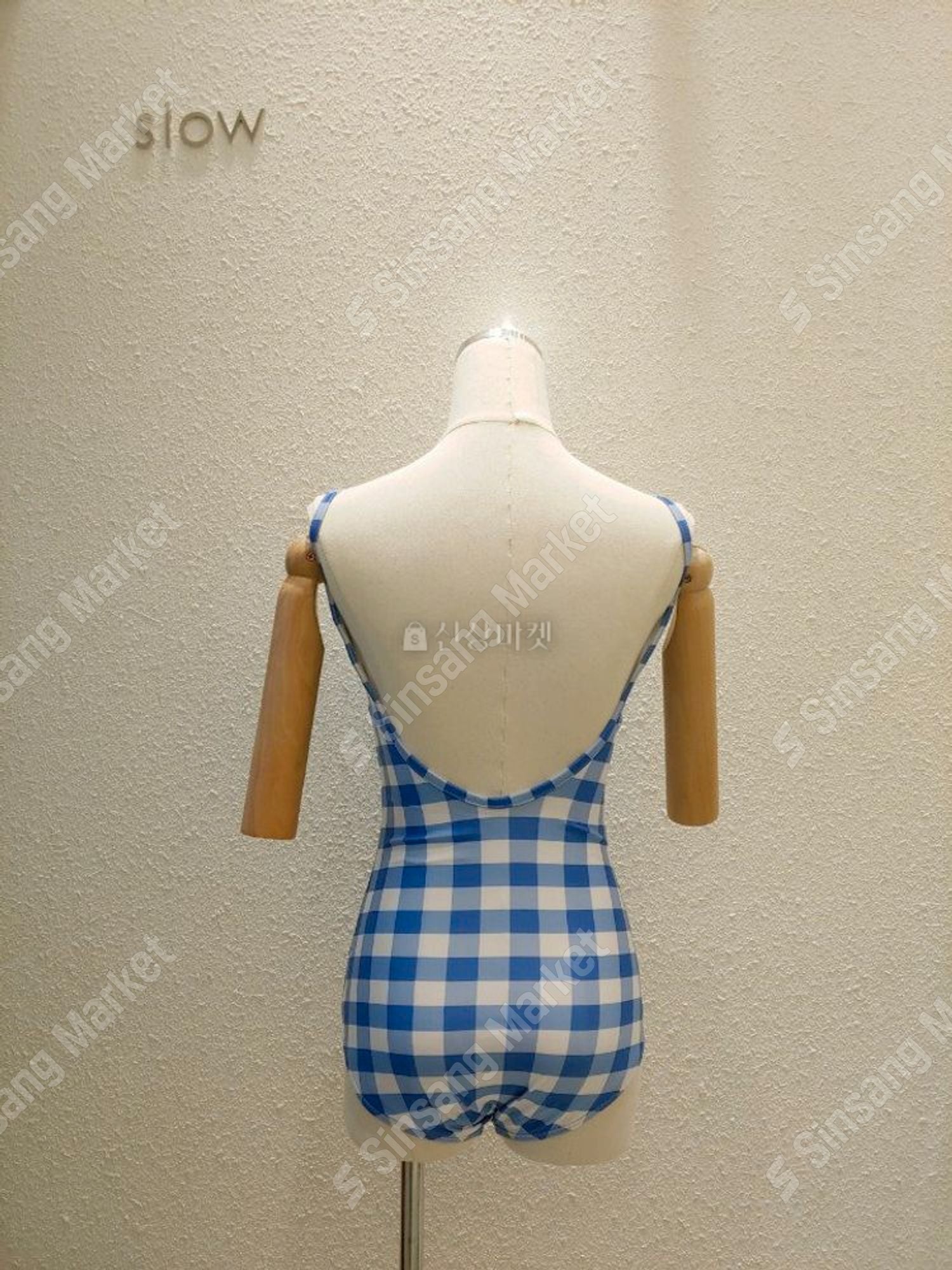 Gingham check monokini one-piece swimsuit bikini monokini short-sleeved suit