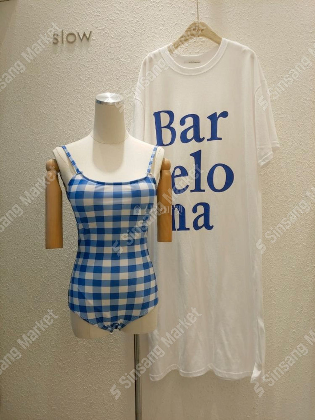 Gingham check monokini one-piece swimsuit bikini monokini short-sleeved suit